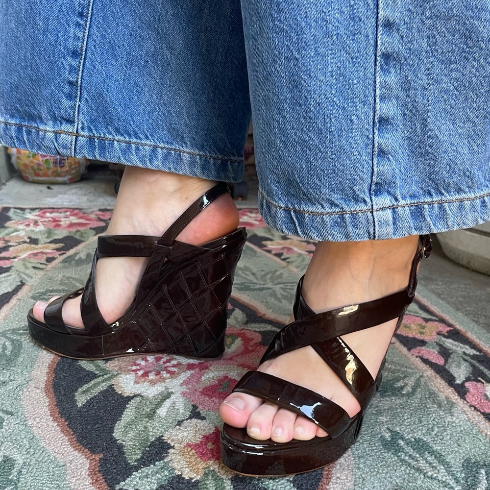 Dark brown Valentino Garavani patent leather shoes